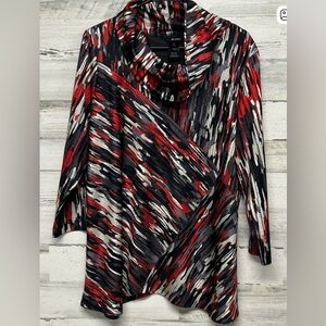 Ali Miles Womens Multicolor Abstract Cowl Neck LS Top Blouse Size XL
